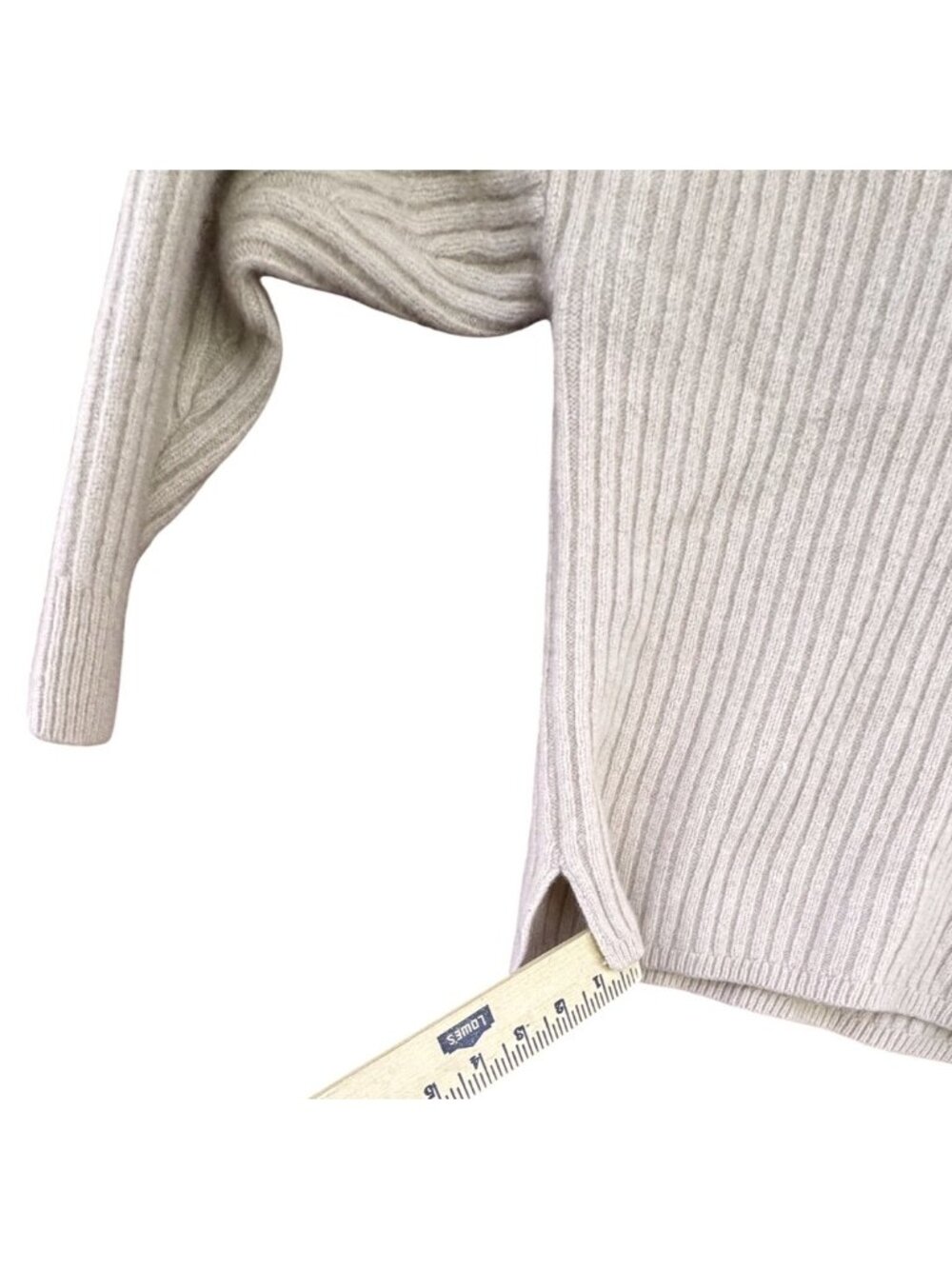 Madewell Womens Small Beige Recycled Cashmere Wool Ribbed Mockneck Sweater - Picture 5 of 7